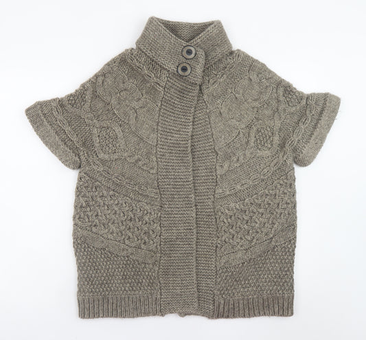 Marks and Spencer Women Beige Cable-Knit Short Sleeve Cardigan UK 14