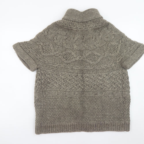 Marks and Spencer Women Beige Cable-Knit Short Sleeve Cardigan UK 14