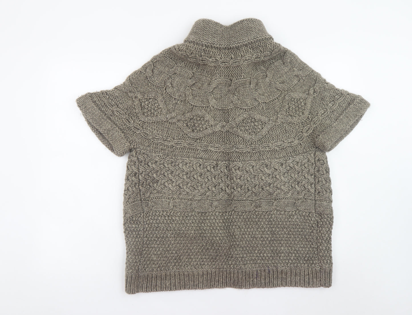 Marks and Spencer Women Beige Cable-Knit Short Sleeve Cardigan UK 14