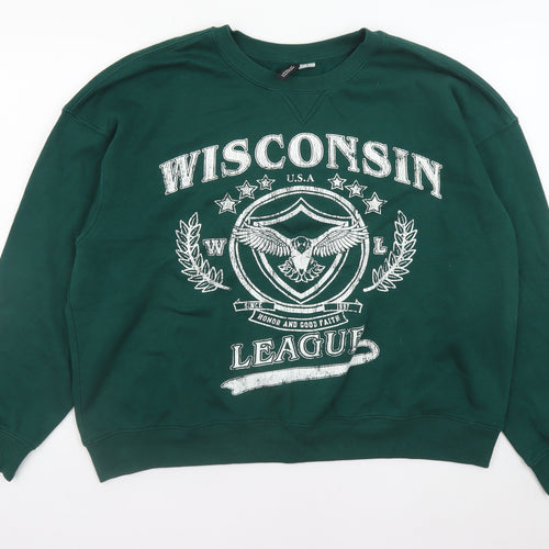 H&M Divided Women's Green Wisconsin League Pullover Sweatshirt XL