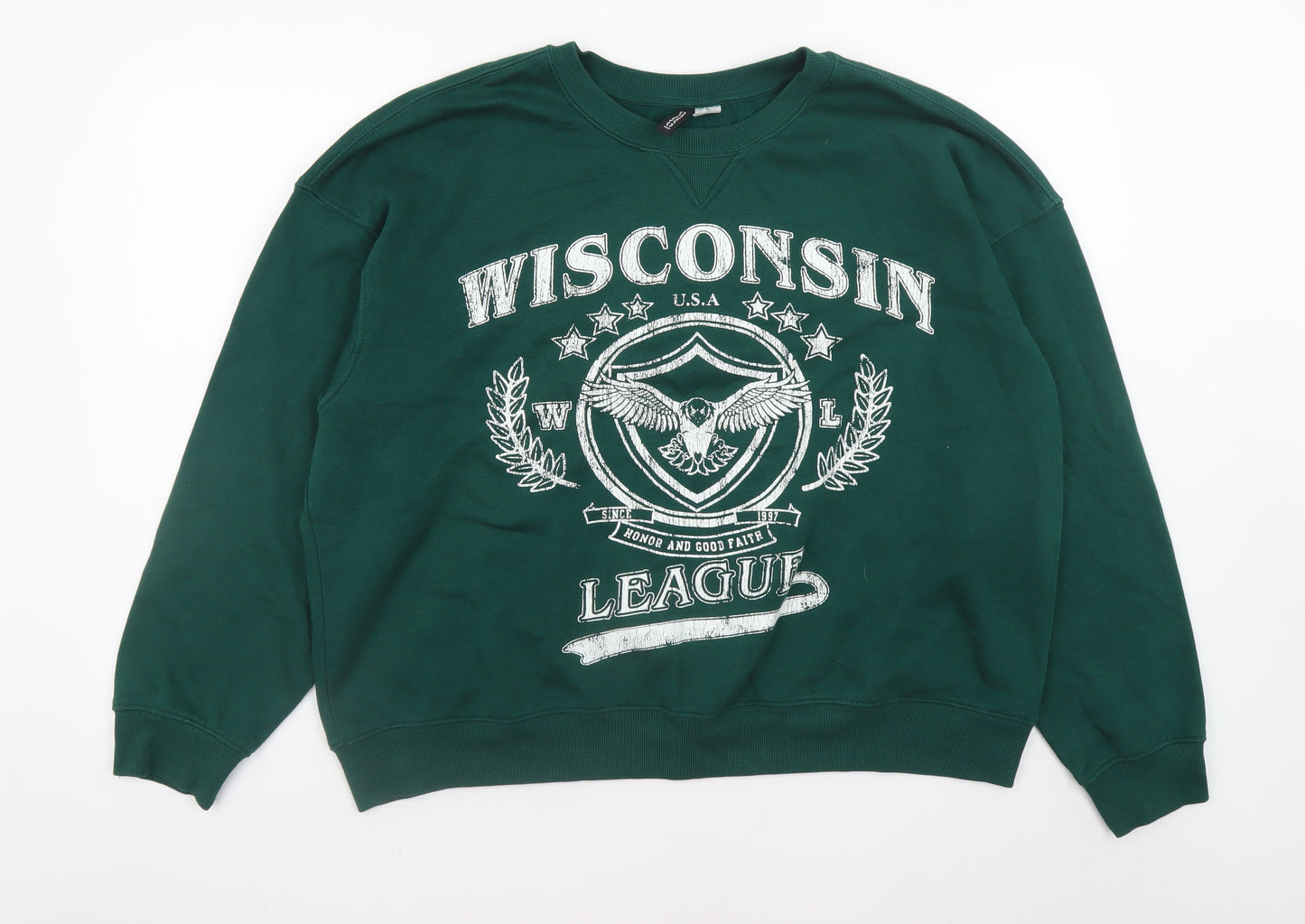 H&M Divided Women's Green Wisconsin League Pullover Sweatshirt XL