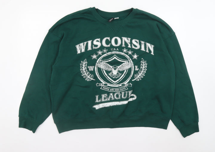 H&M Divided Women's Green Wisconsin League Pullover Sweatshirt XL