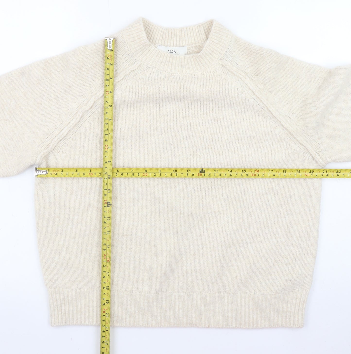 Marks and Spencer Women’s Beige Crew Neck Knit Pullover Jumper Medium