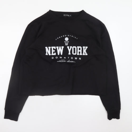 PrettyLittleThing Women’s Black Crop Sweatshirt Medium New York Print