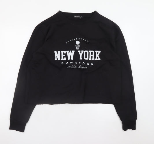 PrettyLittleThing Women’s Black Crop Sweatshirt Medium New York Print