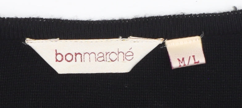 Bonmarché Women's Black Beaded Floral Knit Cardigan M