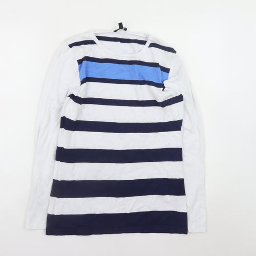 Marble Womens Blue Striped Crew Neck Long Sleeve Jumper Size 10
