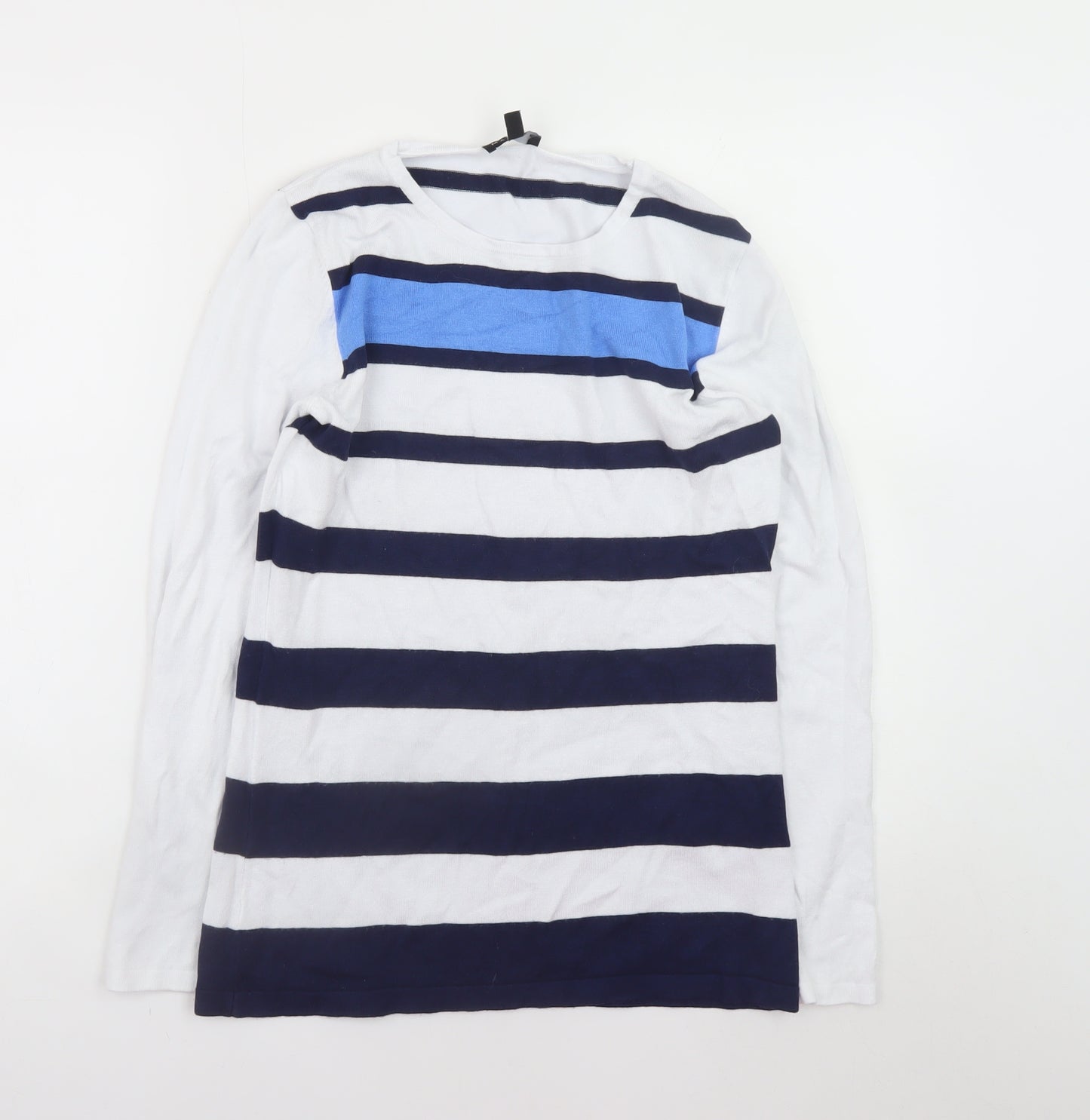 Marble Womens Blue Striped Crew Neck Long Sleeve Jumper Size 10