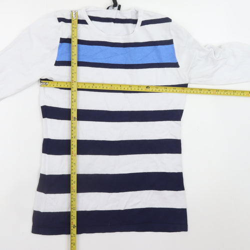 Marble Womens Blue Striped Crew Neck Long Sleeve Jumper Size 10