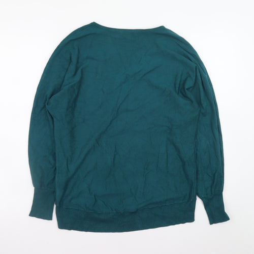 Monsoon Women's Green V-Neck Star Jumper Size S Long Sleeve