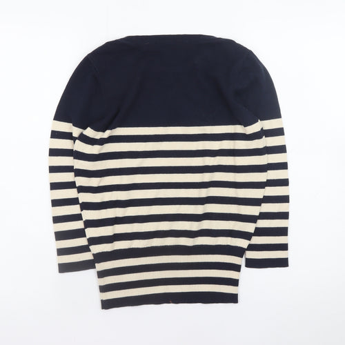 Laura Ashley Women’s Blue Striped Nautical Anchor Jumper UK 10