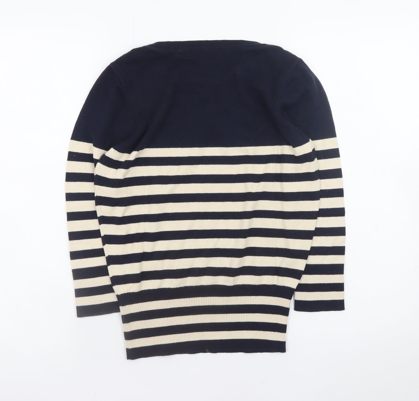 Laura Ashley Women’s Blue Striped Nautical Anchor Jumper UK 10