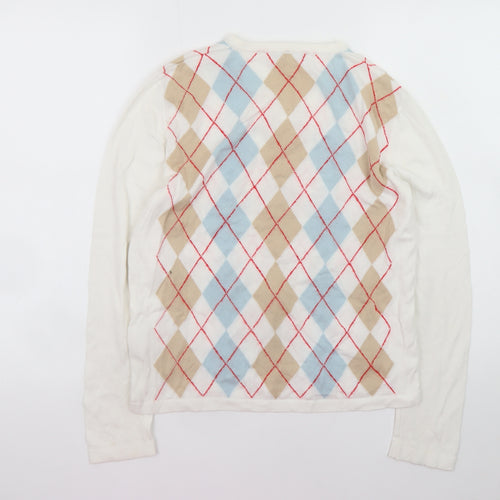 Aquascutum Women’s Multicoloured Argyle V-Neck Cashmere Jumper S