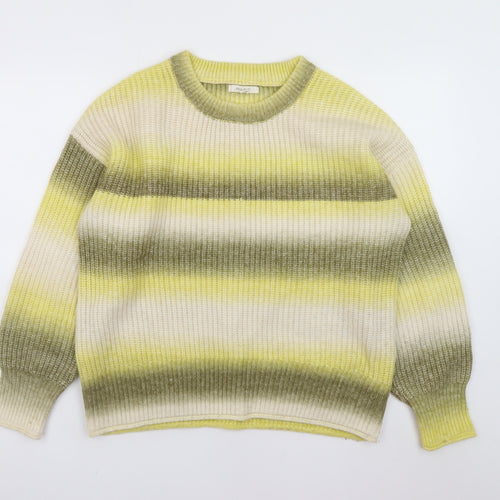 White Stuff Womens Yellow Green Striped Knit Jumper UK 12