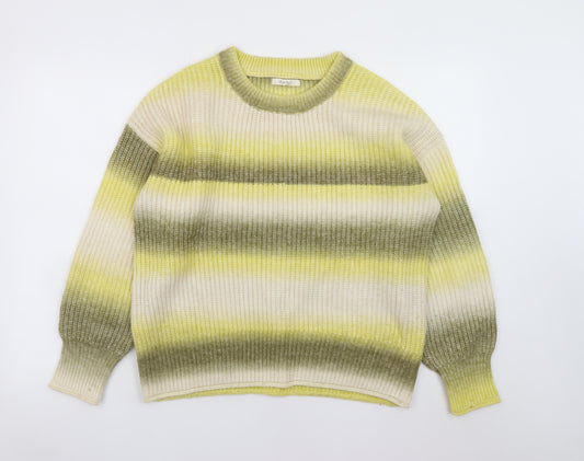 White Stuff Womens Yellow Green Striped Knit Jumper UK 12