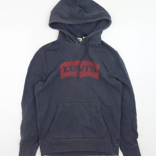Levi's Men's Blue Pullover Hoodie Small Logo Cotton Sweatshirt