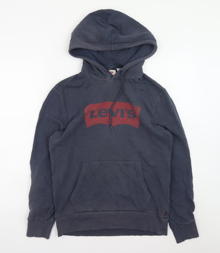 Levi's Men's Blue Pullover Hoodie Small Logo Cotton Sweatshirt