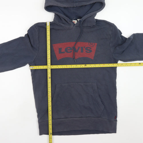 Levi's Men's Blue Pullover Hoodie Small Logo Cotton Sweatshirt