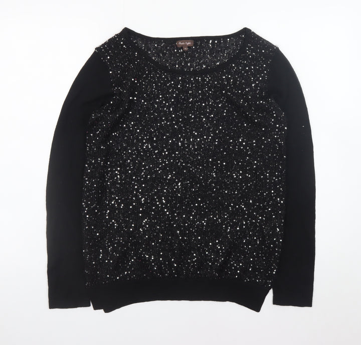 Phase Eight Women’s Black Sequin Knit Jumper Size 10