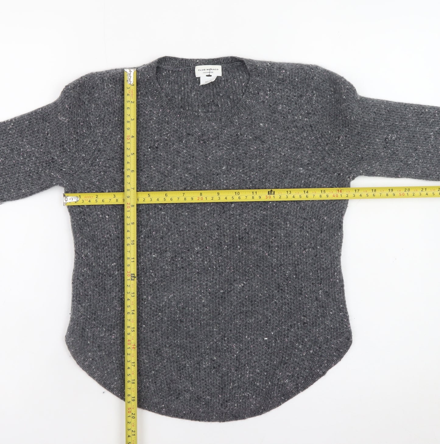 Club Monaco Women's Grey Cashmere Crew Neck Jumper XS