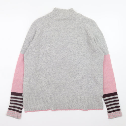 White Stuff Women’s Grey Wool Blend Star Jumper UK 10 Mock Neck