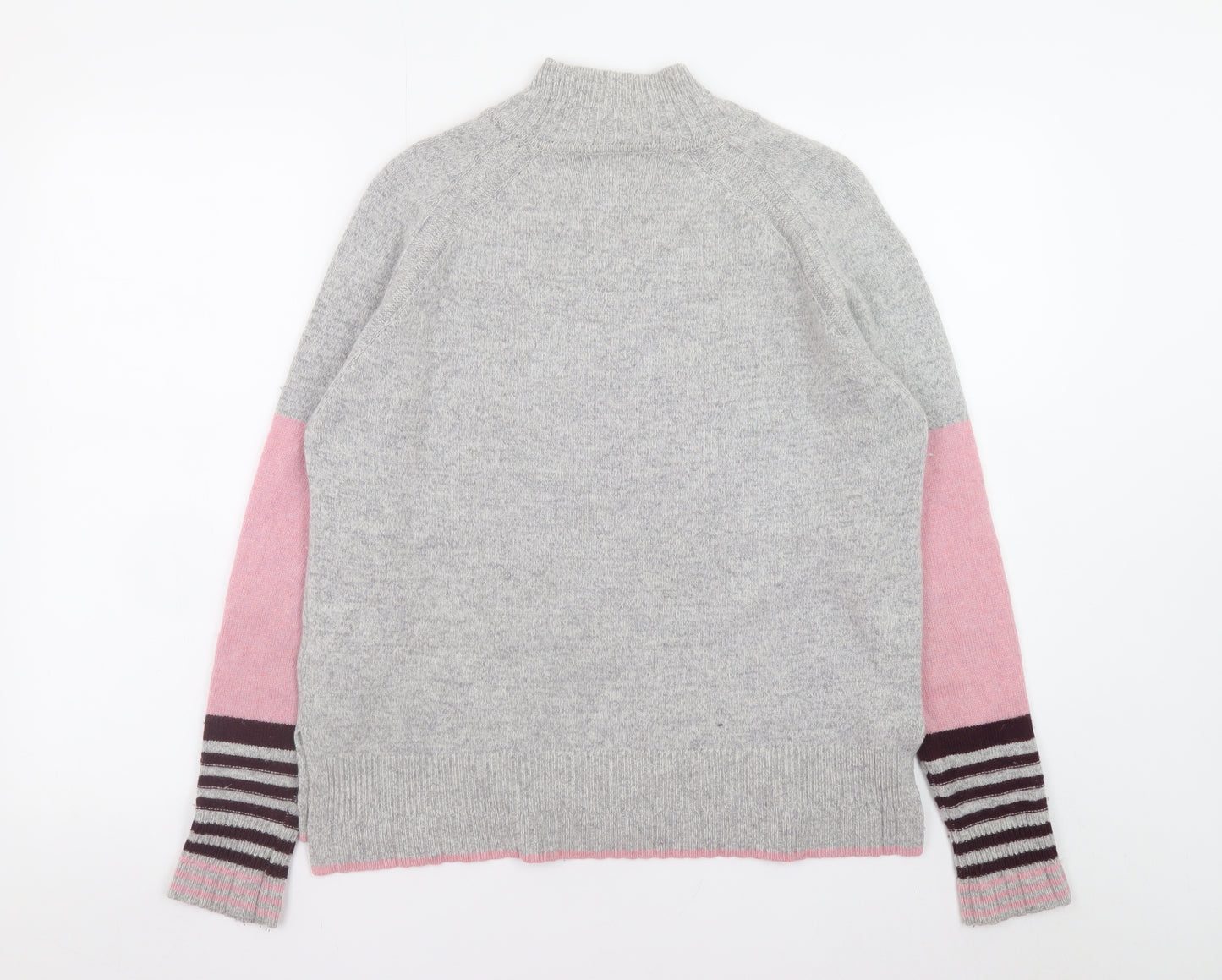 White Stuff Women’s Grey Wool Blend Star Jumper UK 10 Mock Neck