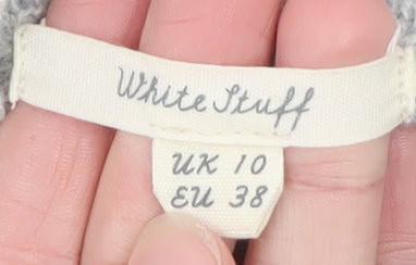 White Stuff Women’s Grey Wool Blend Star Jumper UK 10 Mock Neck