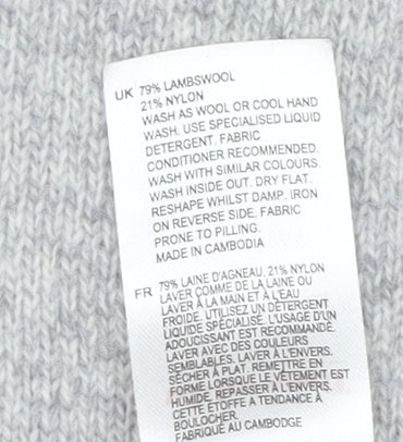 White Stuff Women’s Grey Wool Blend Star Jumper UK 10 Mock Neck