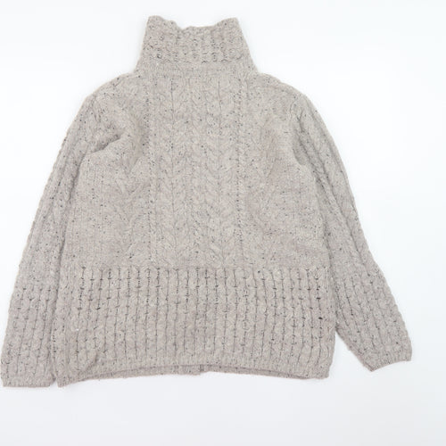 Artisan Knitwear Women's Beige Wool Blend Cable-Knit Cardigan M