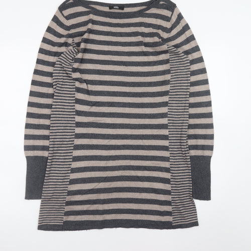 Marks and Spencer Women’s Grey Striped Long Sleeve Jumper Dress Size 18
