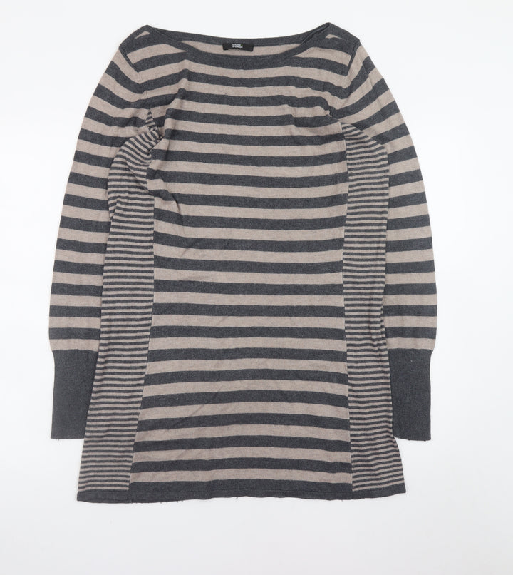 Marks and Spencer Women’s Grey Striped Long Sleeve Jumper Dress Size 18