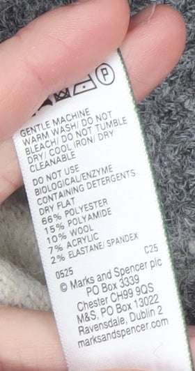 Marks and Spencer Womens Grey Argyle Knit Pullover Jumper Size Small