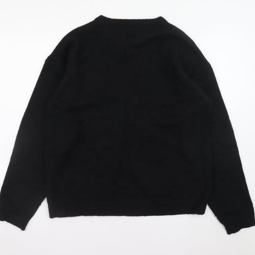 Festive Fun Women's Black Sequin Christmas Jumper Size 14 Pullover