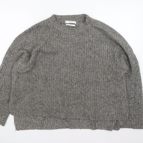 Mango Men Grey Chunky Wool Blend Crew Neck Pullover Jumper M