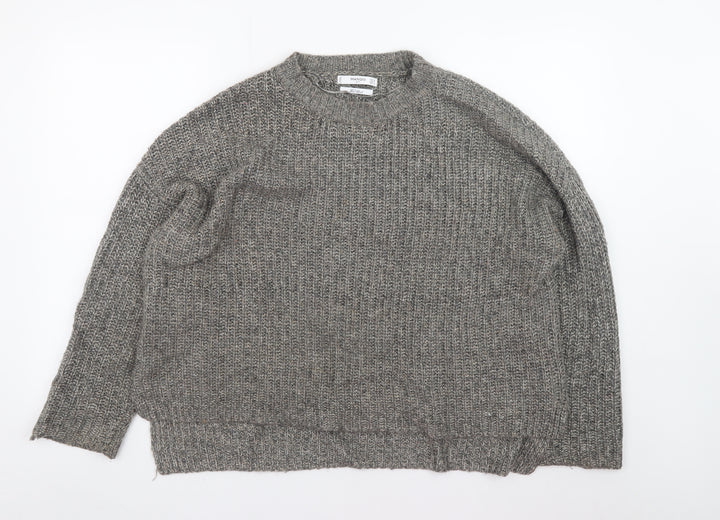 Mango Men Grey Chunky Wool Blend Crew Neck Pullover Jumper M