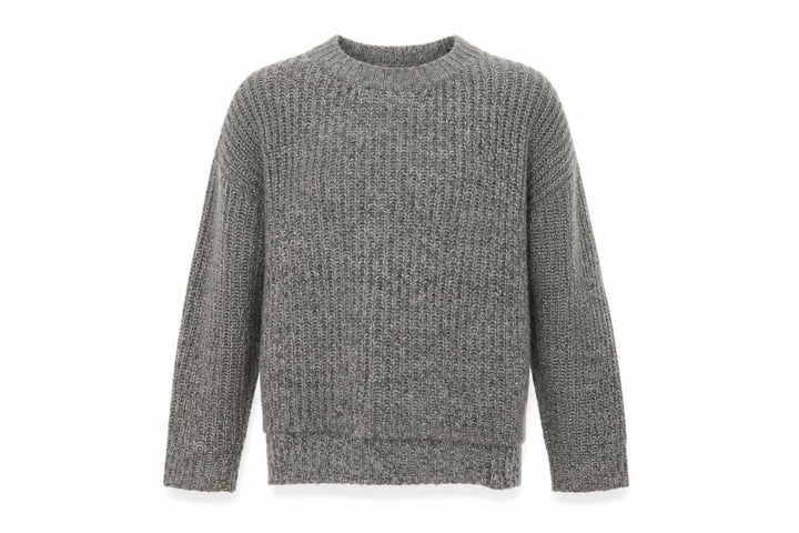 Mango Men Grey Chunky Wool Blend Crew Neck Pullover Jumper M