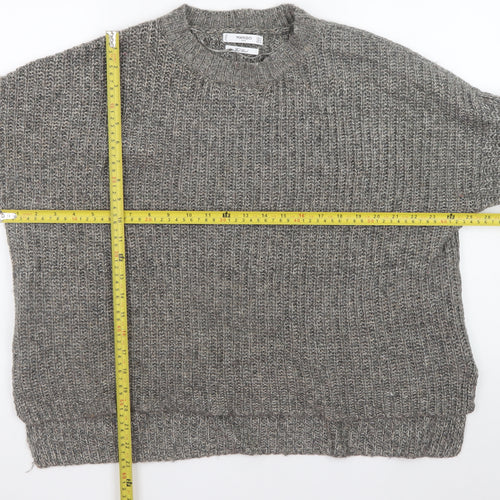 Mango Men Grey Chunky Wool Blend Crew Neck Pullover Jumper M