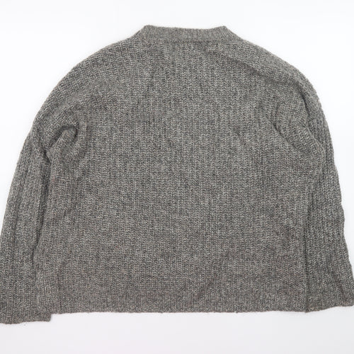 Mango Men Grey Chunky Wool Blend Crew Neck Pullover Jumper M