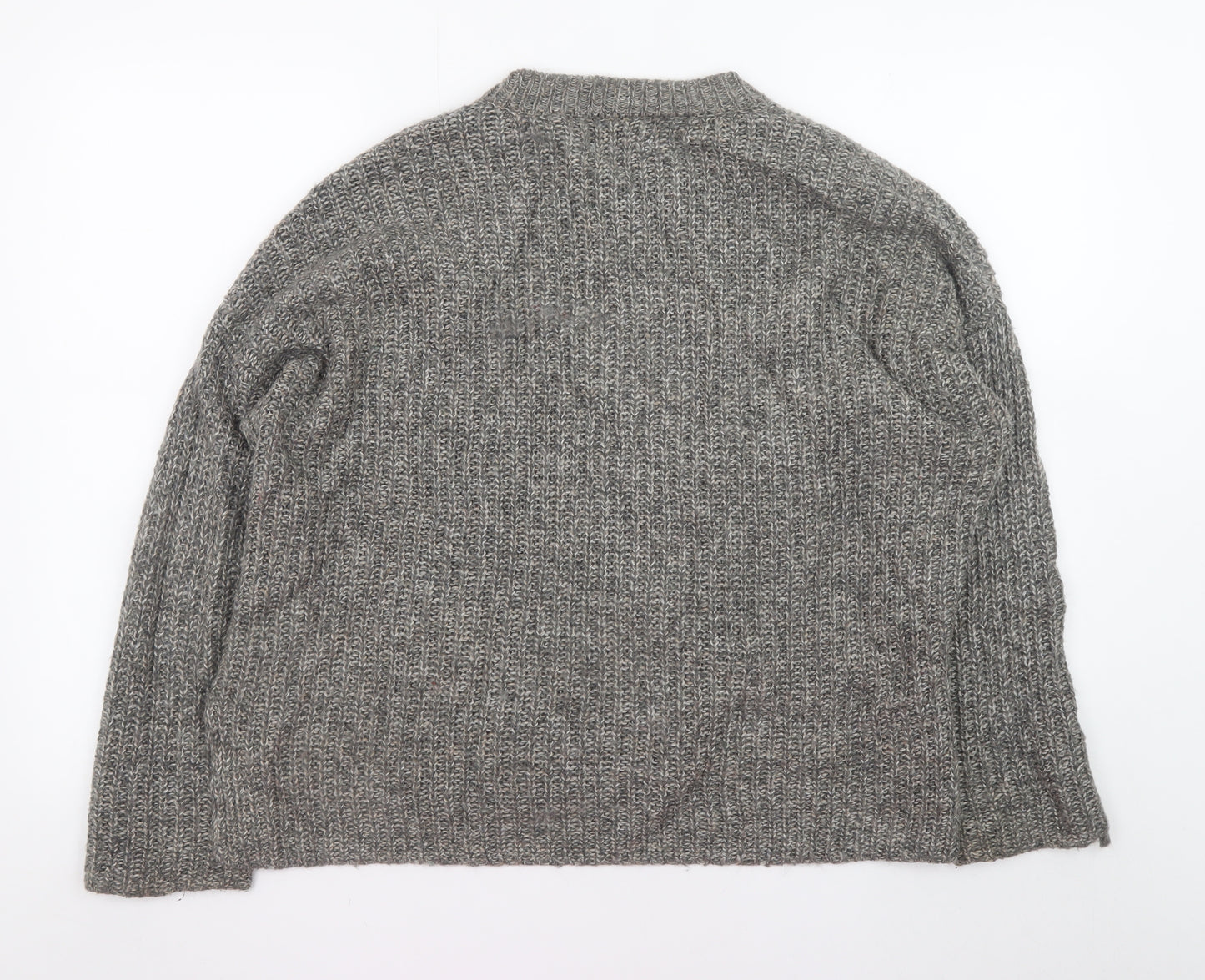 Mango Men Grey Chunky Wool Blend Crew Neck Pullover Jumper M
