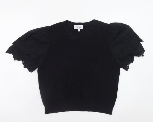 & Other Stories Women’s Black Puff Sleeve Cotton Tunic Blouse Size 12