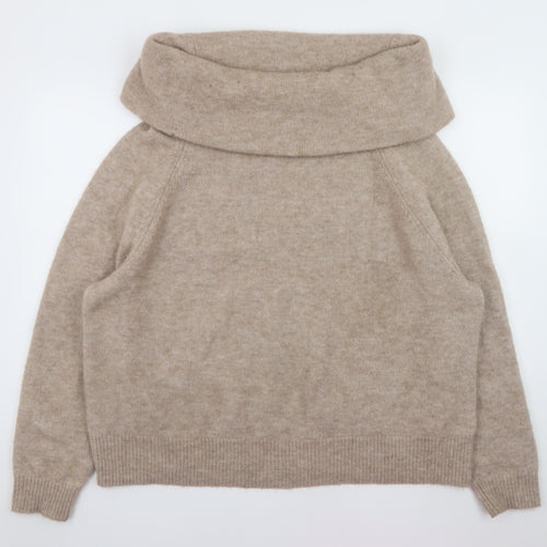 Marks and Spencer Women's Beige XL Wool Blend Cowl Neck Jumper