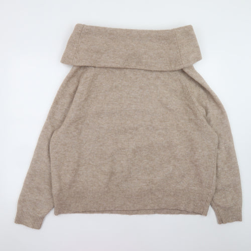 Marks and Spencer Women's Beige XL Wool Blend Cowl Neck Jumper