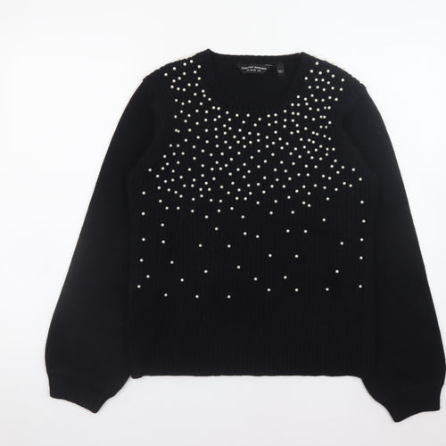 Dorothy Perkins Women's Black Beaded Crew Neck Jumper Size 12