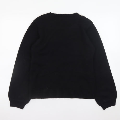Dorothy Perkins Women's Black Beaded Crew Neck Jumper Size 12