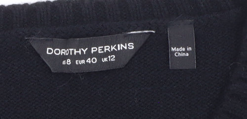 Dorothy Perkins Women's Black Beaded Crew Neck Jumper Size 12