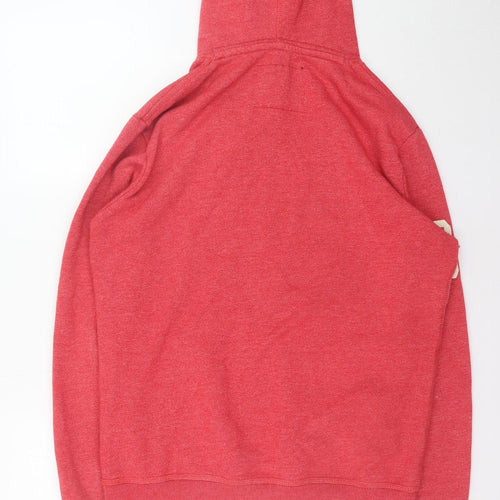 Superdry Men's Red Pullover Hoodie M Graphic Logo Cotton Blend