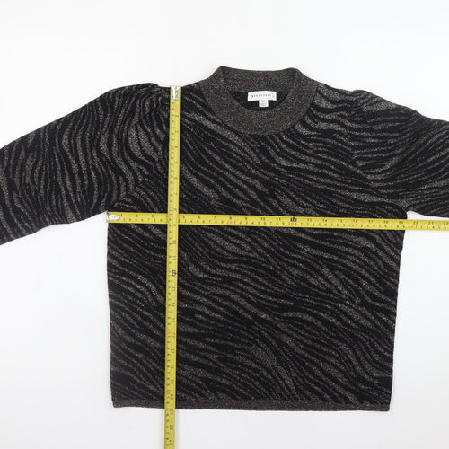 Warehouse Women’s Black Mock Neck Animal Print Jumper Size 10