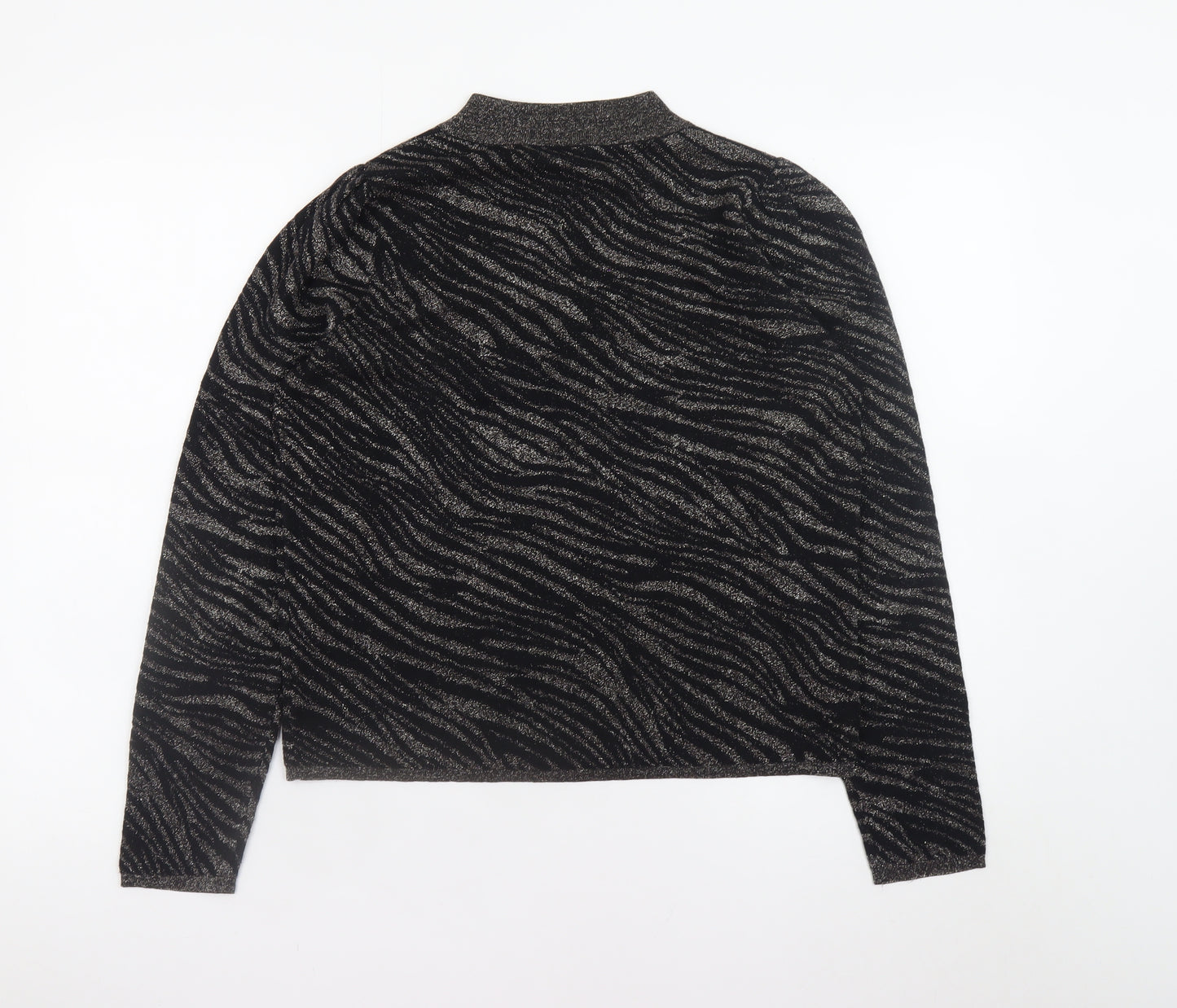 Warehouse Women’s Black Mock Neck Animal Print Jumper Size 10