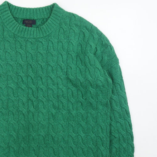 Rachel Roy Men's Green Cable-Knit Crew Neck Jumper XL