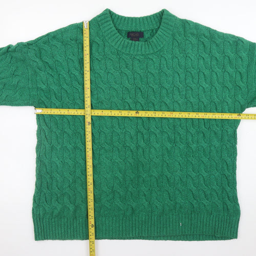 Rachel Roy Men's Green Cable-Knit Crew Neck Jumper XL